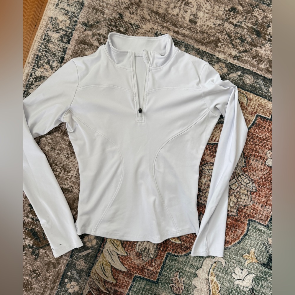 Women's White Long-Sleeve Quarter-Zip Performance Top